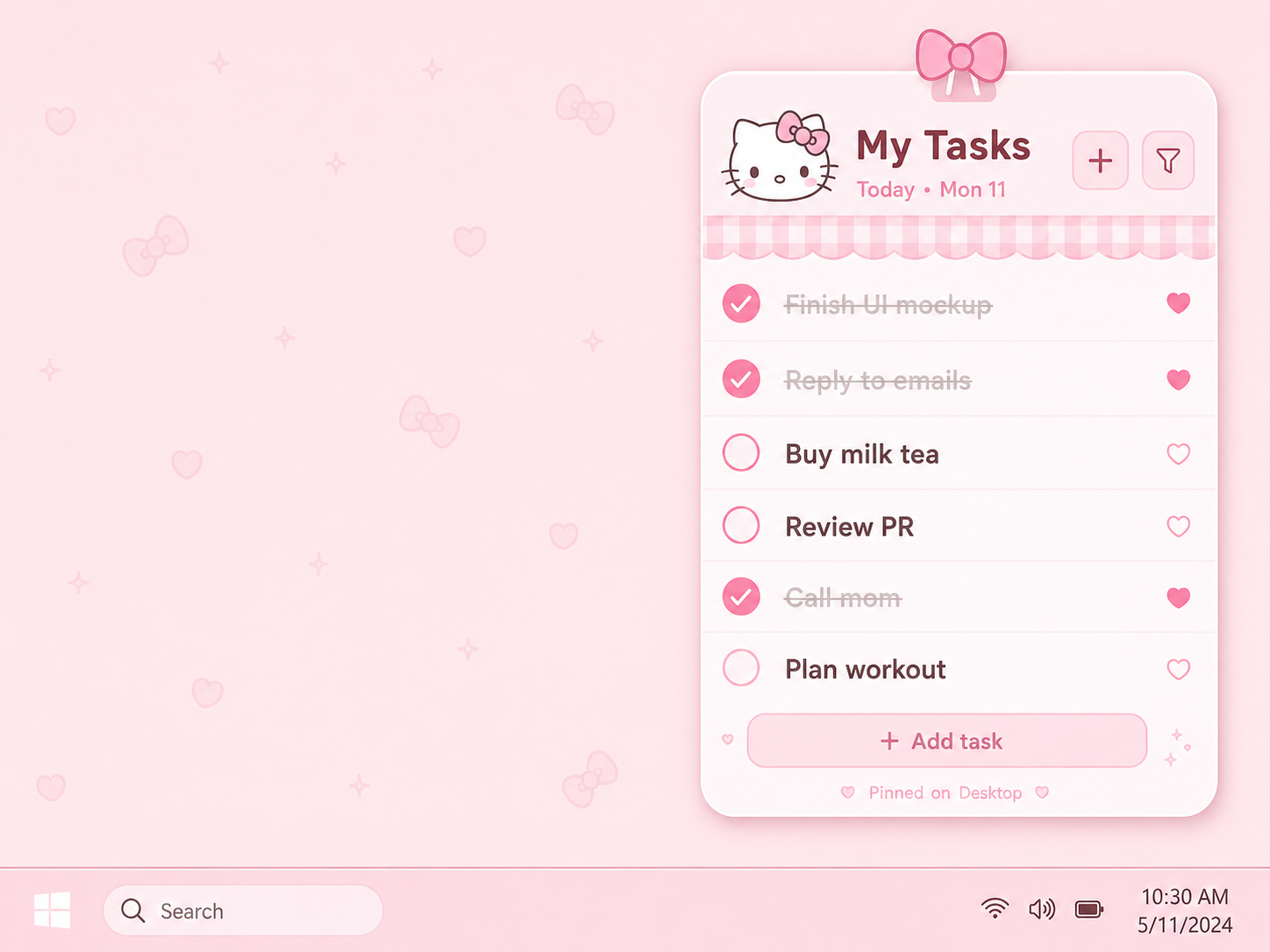 Hello Kitty Todo 应用界面